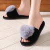 Love Open Fluffy Open-toed Warm Autumn and Winter Four-season Open Cotton Slippers Home Slippers