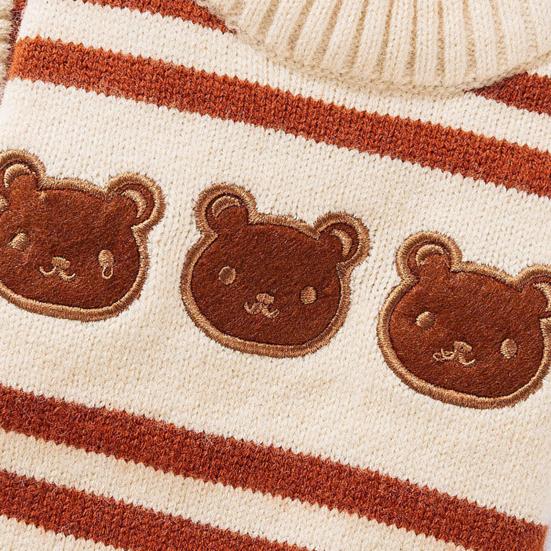 Dogs Striped Sweater Cute Bear Pattern Knitted Pullover Stretchy Warm Winter Puppy Clothes for Small Dogs Cats French Bulldog Chihuahua