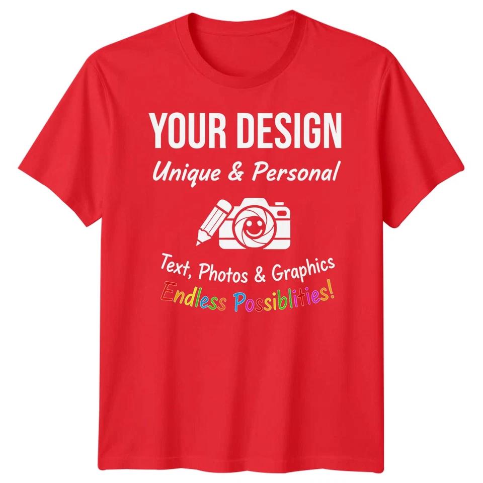 Personalised T Shirts Mens Womens Kids UK Any Text And Photo Custom Design Tee 5 S