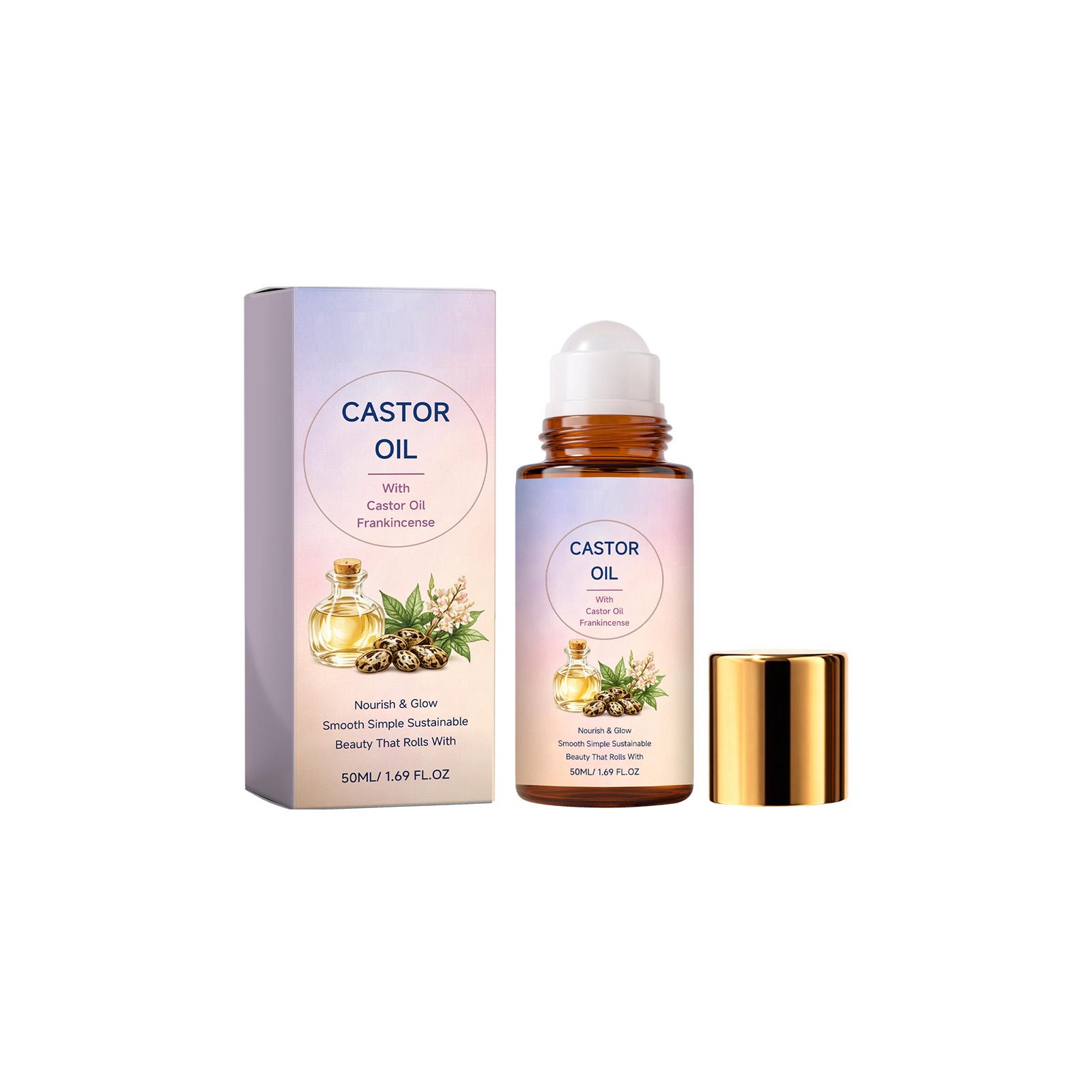 

Castor Oil Roll On with Frankincense 50ML Nourishing Smooth Application Convenient Bottle for Skin and Body Use one size білий