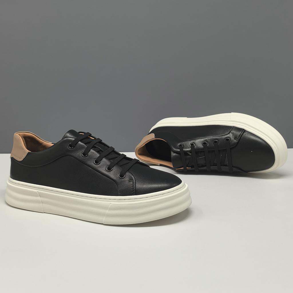 Leather Board Shoes Men's Versatile Shoes Men's High-end Lace-up Free Light Luxury Lazy Shoes