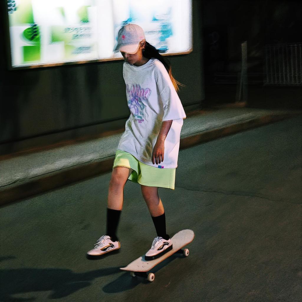 Li-Ning X Steven Harrington Neon Cartoon Print Loose Short Sleeve T-Shirt Unisex Tops White AHSSC47-3