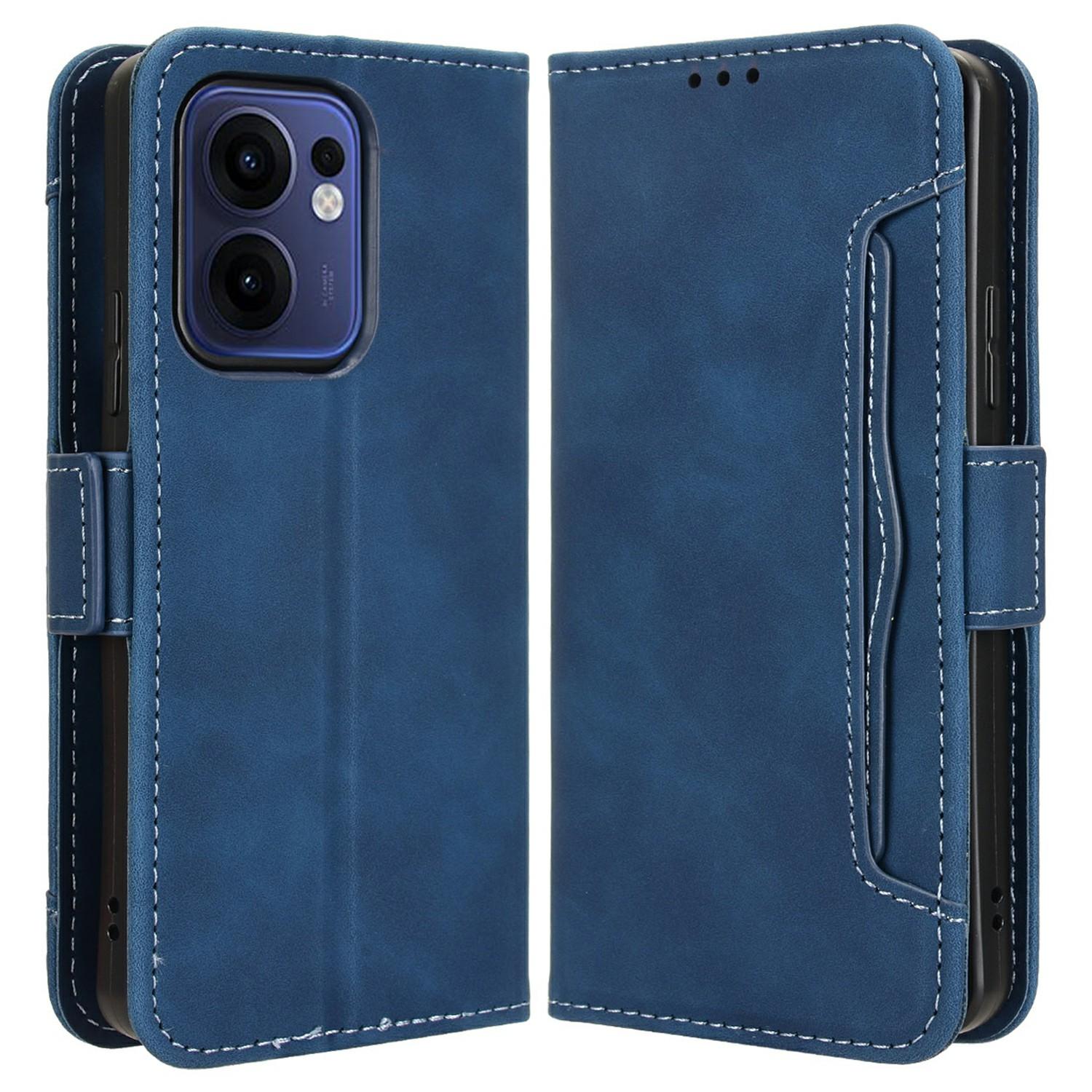 

For Oppo Reno13 F 5G/Reno13 F 4G Leather Case Phone Wallet Cover with Multiple Card Slots Blue