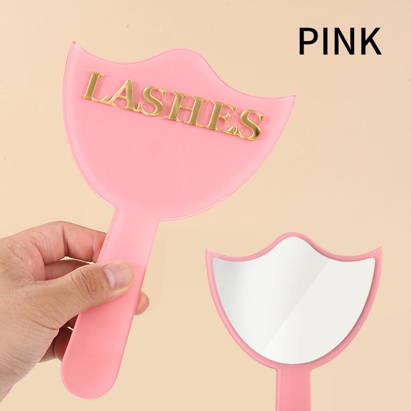 

Профессиональное зеркало для наращивания ресниц с ручкой для точного наращивания, макияжа, декора салона, реквизит для фото для техника по ресницам розовый
