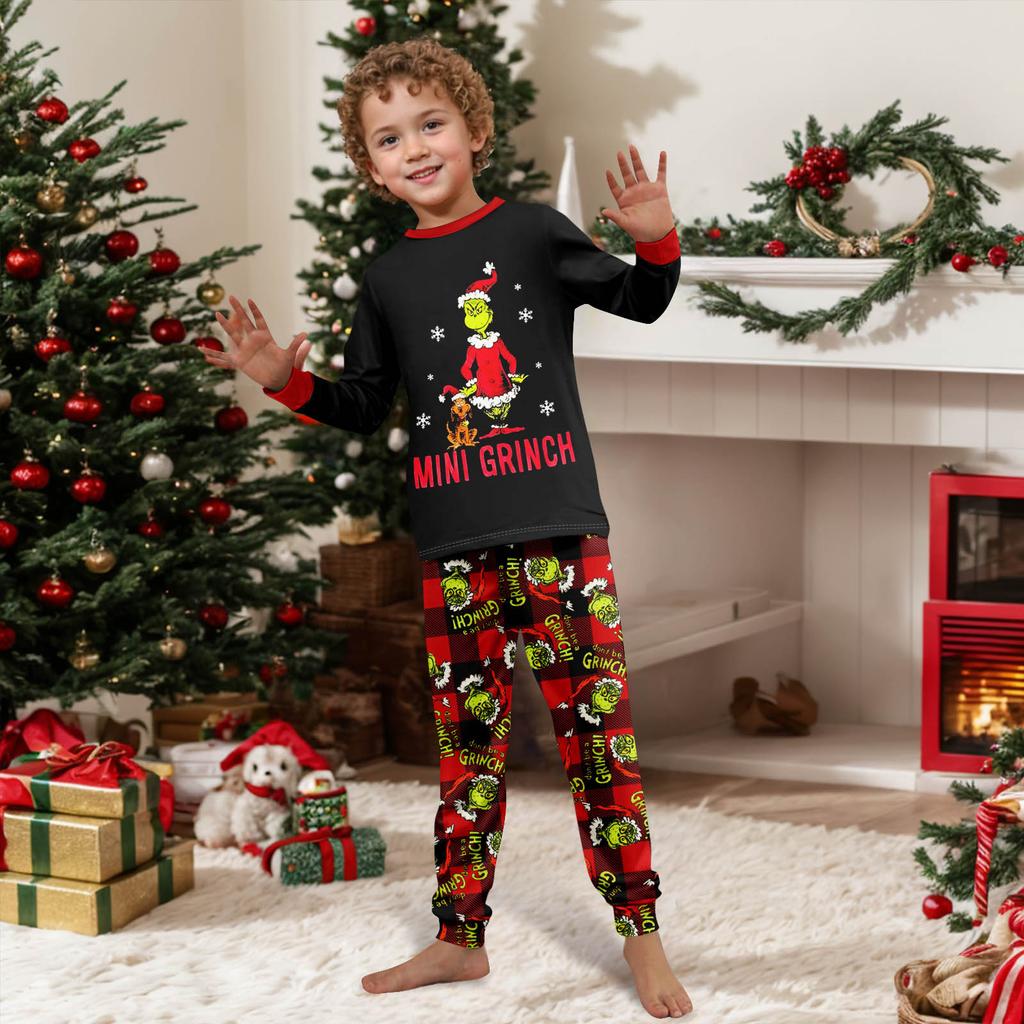 Zestaw piżamowy dla rodziny z nadrukiem świątecznym, ubrania domowe, zestaw rodzinny z długim rękawem, topem i spodniami