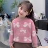 Cute Cartoon Bow Sweater for Girls Fall/Winter Warm Knit Top for Kids