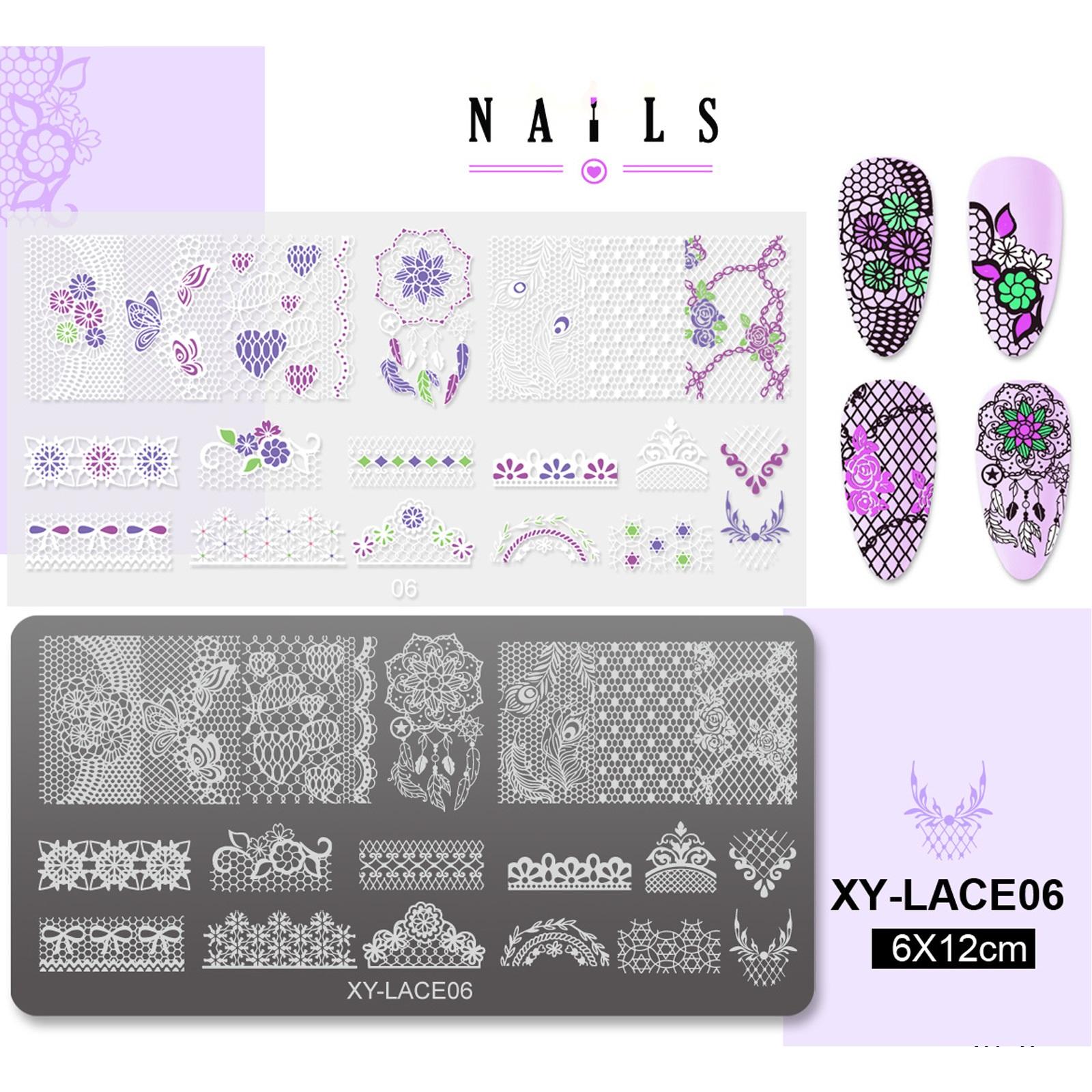 

Французский стиль ногтей штампованные пластины кружево нержавеющая сталь трафареты печать на ногтях маникюрные инструменты для штамповки