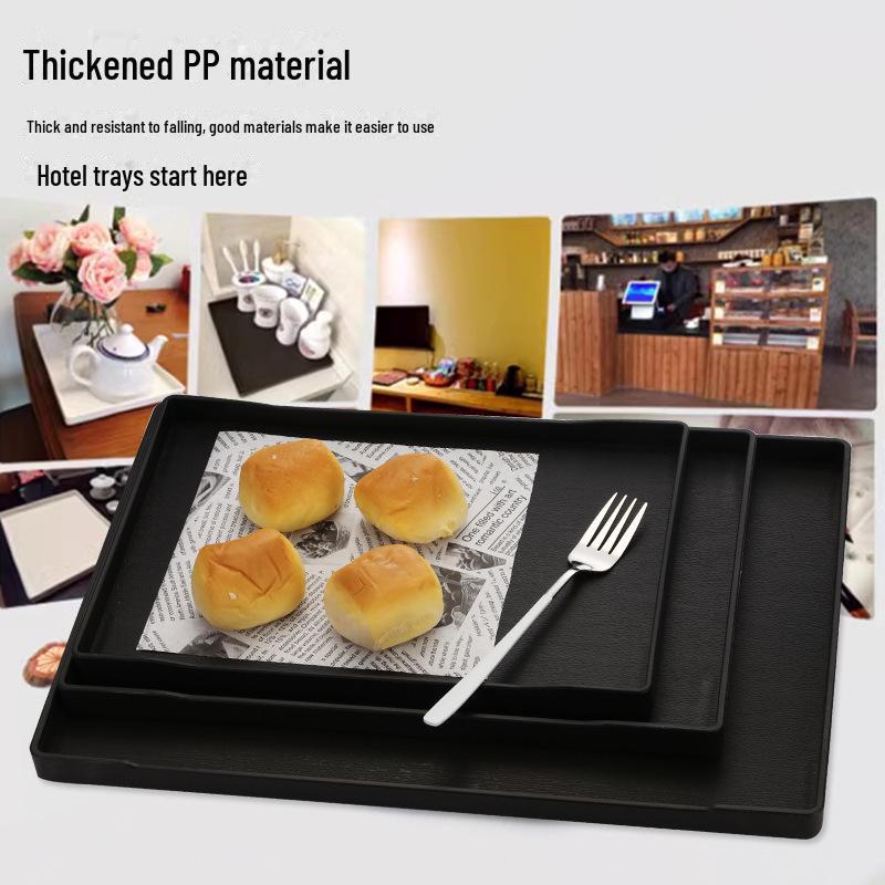 Rectangular Hotel Tray: Plastic Plate, Water Cup Storage for Bathroom or Restaurant.