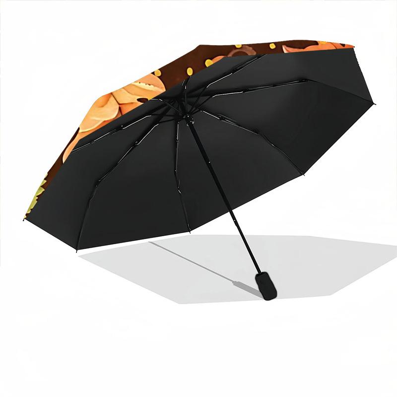 1pc Autumn Leaves Automatic Folding Umbrella - Design, Durable Iron Frame for Travel, Outdoor, Beach Fashion Accessory a0920054