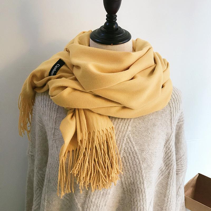 Solid Color Scarf for Women in Winter Korean Style Versatile Student Autumn and Winter Thickened Long Imitation Cashmere Red Men's Scarf Trendy