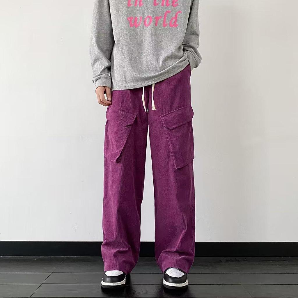 Overalls Men's Trendy Brand Spring and Autumn New Loose Straight Corduroy Casual Sweatpants