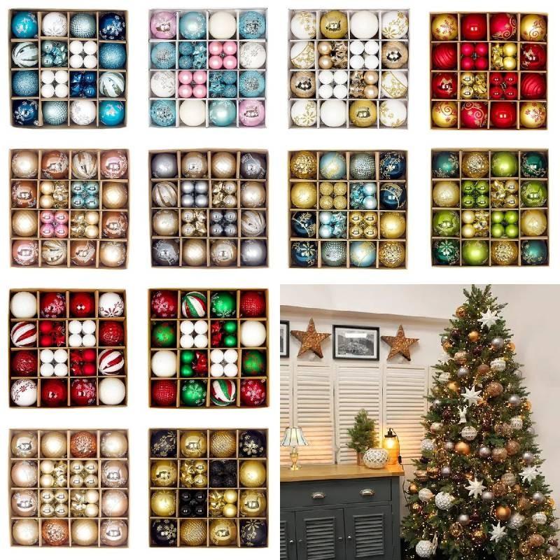Charming 44 Piece Decorative Christmas Balls In Unique Shapes For Elegant Holiday Display