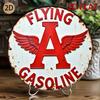 Aviation Gasoline Winged Tin Sign Vintage Metal Wall Art for Home Cafe Garage Decor
