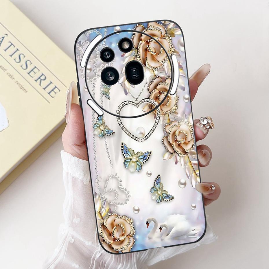Beautiful Floral Painting Phone Case For Nothing Phone (3a) Pro Black Silicone Soft Cover For Nothing Phone3a 3a Pro Bumpers