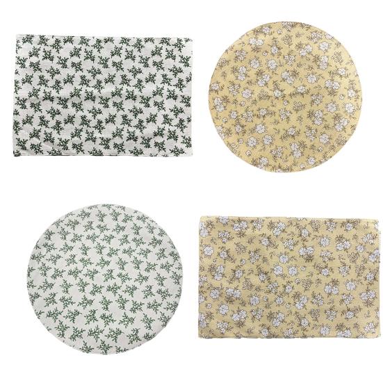 Retro Floral Placemat Cotton Linen Round Rectangular Placemat Heat Insulation Table Mat for Home Farmhouse Dining Table Protection Decoration