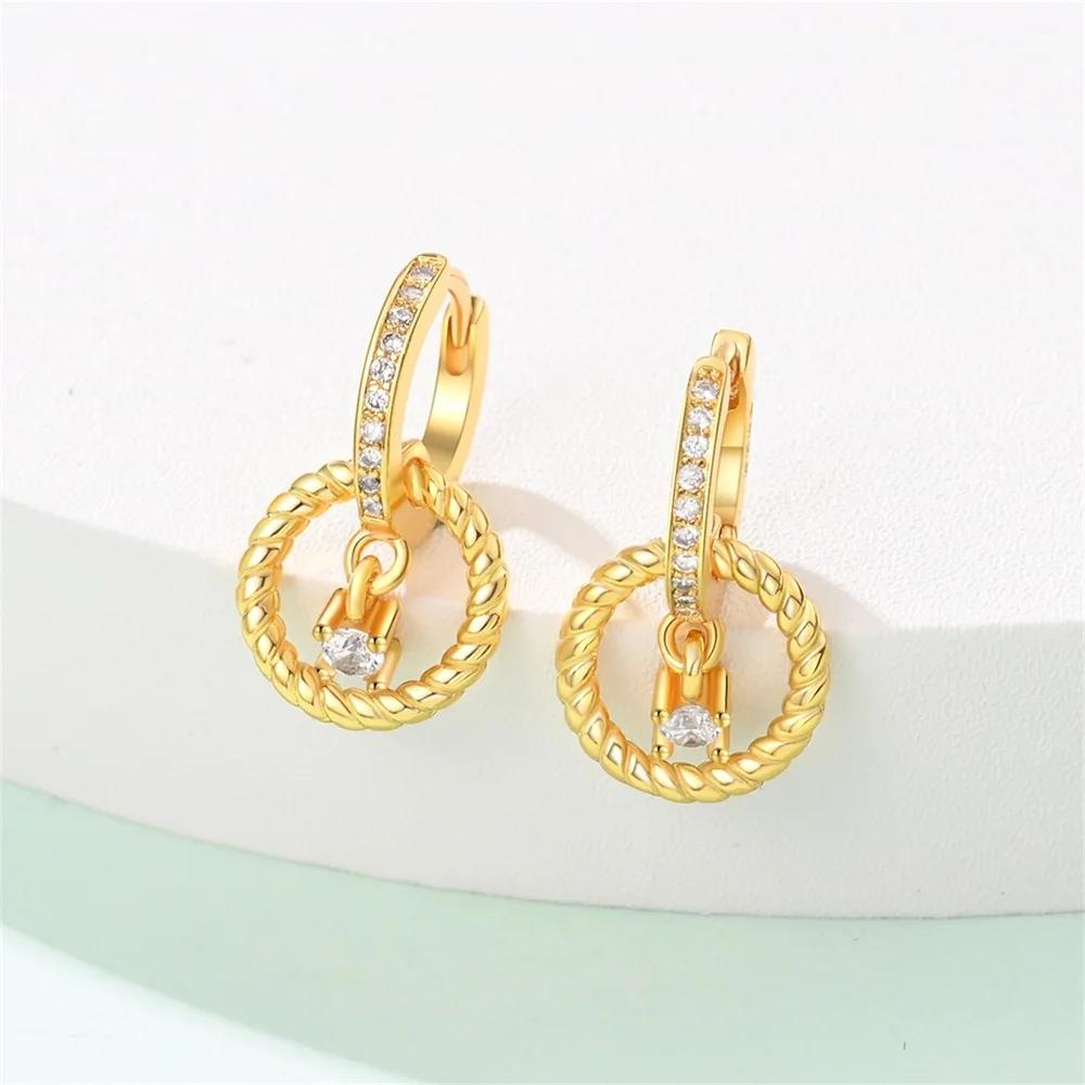 Original New In 925 Silver Gold Star And Moon Pave Colored Zircon Earrings For Women Trending Fashion Jewelry Birthday Gift