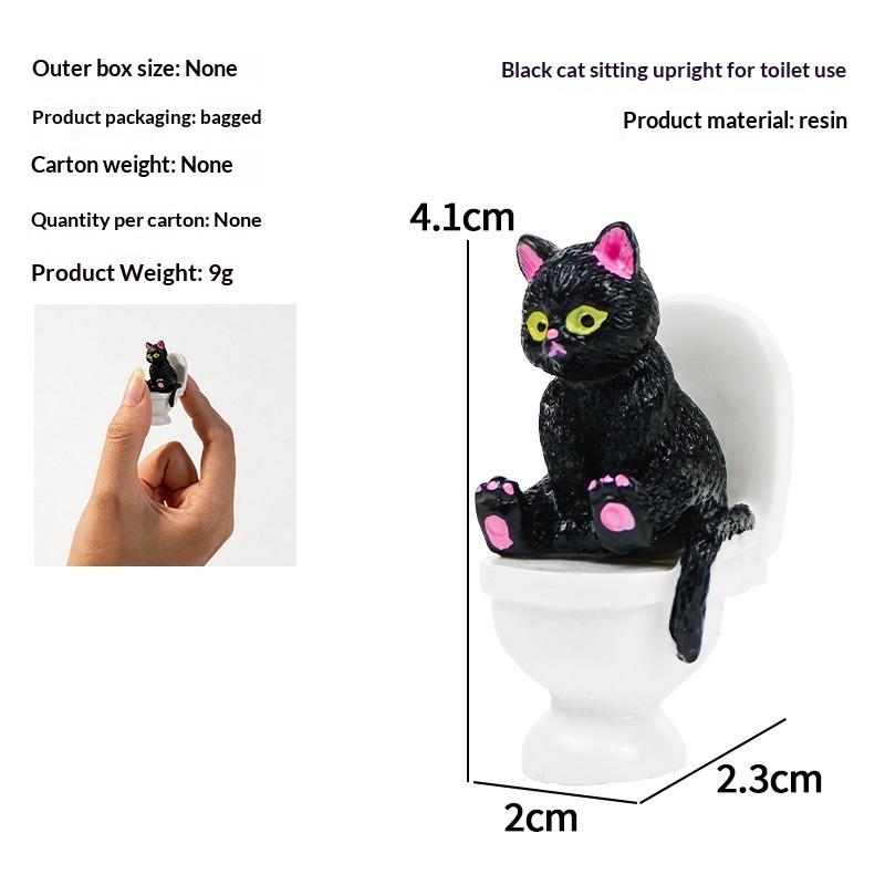 1Pcs Funny Toilet Cat Figurine Resin Mini Cat Statue Cute Animal Desktop Ornament For Home Cabinet Decoration Gift