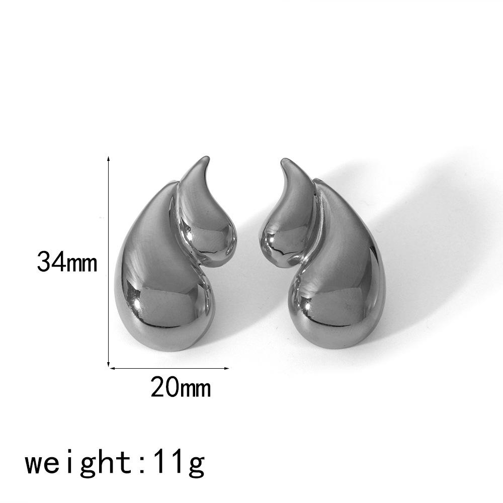 

Design sense 18k double-layer water drop stainless steel earrings women ins exaggerated titanium steel stud earrings do not fade earrings 18K