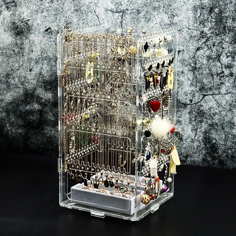 Plastic Transparent Jewelry Box Storage Necklace Bracelet Jewelry Boxes Organizer Earrings Display Stand Storage Accessories