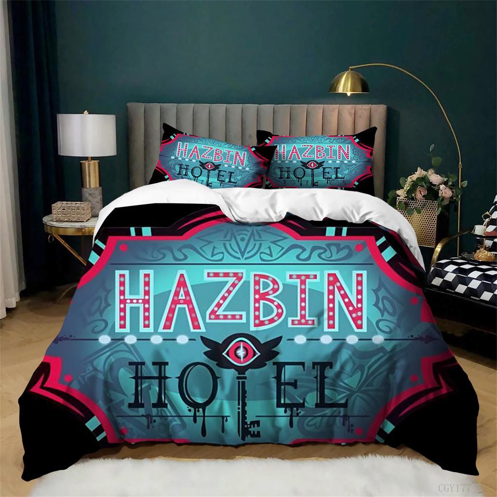 3-Pcs Hazbin Hotel Duvet Cover Set Soft Bedding Set Lightweight Quilt Cover All-Season Alastor For Girls Animation Fans