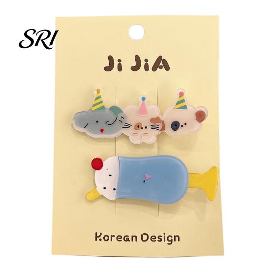 Cat Pattern Hair Pins 2/3Pcs Girl Hairpins Cats Puppies Rabbits Bread Broken Fixer Clips Smooth Edges Side Bang Accessories Puppy Design Hairpin