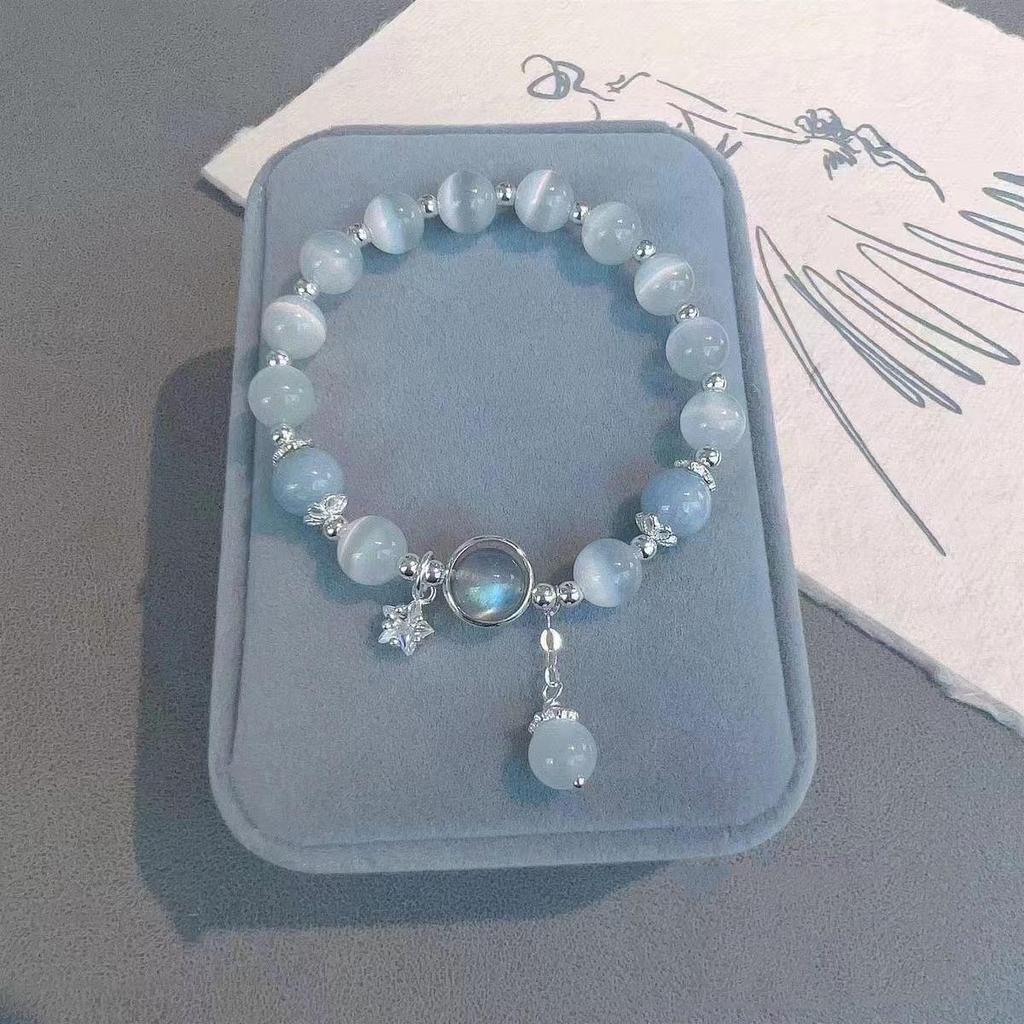 New Women's Mori Style Butterfly Glass Bracelet with Colorful Crackle Beads
