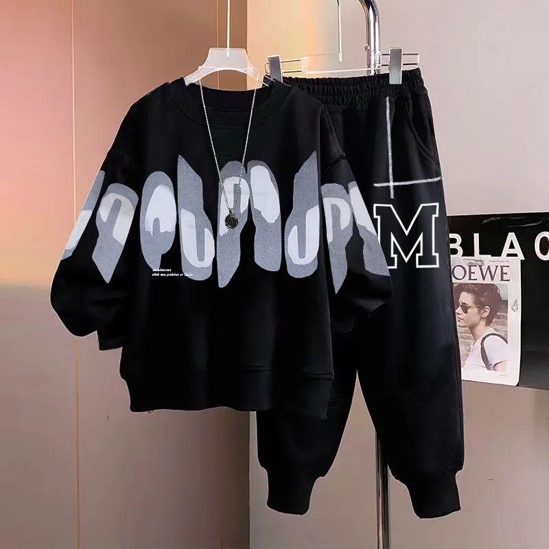 Teen Boy Handsome Hoodie and Sweatpants Set - Junior High Long Sleeve Autumn/Winter Outfit for Big & Tall Boys Age 15