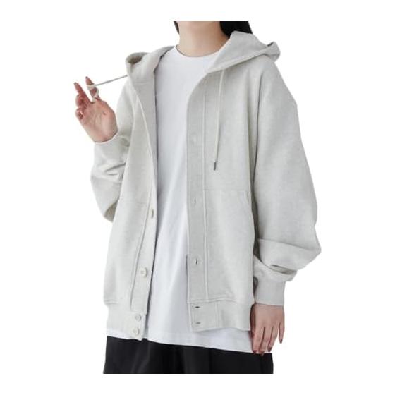 [Wego] Unisex Sweat Cardigan Hood Cardigan Clothes Tops Cover Simple Plain Loungewear Gift Present Spring Clothes Spring Summer Autumn Winter Men s