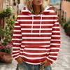 Women's Striped Print Casual Long Sleeve Hoodie with Pocket and