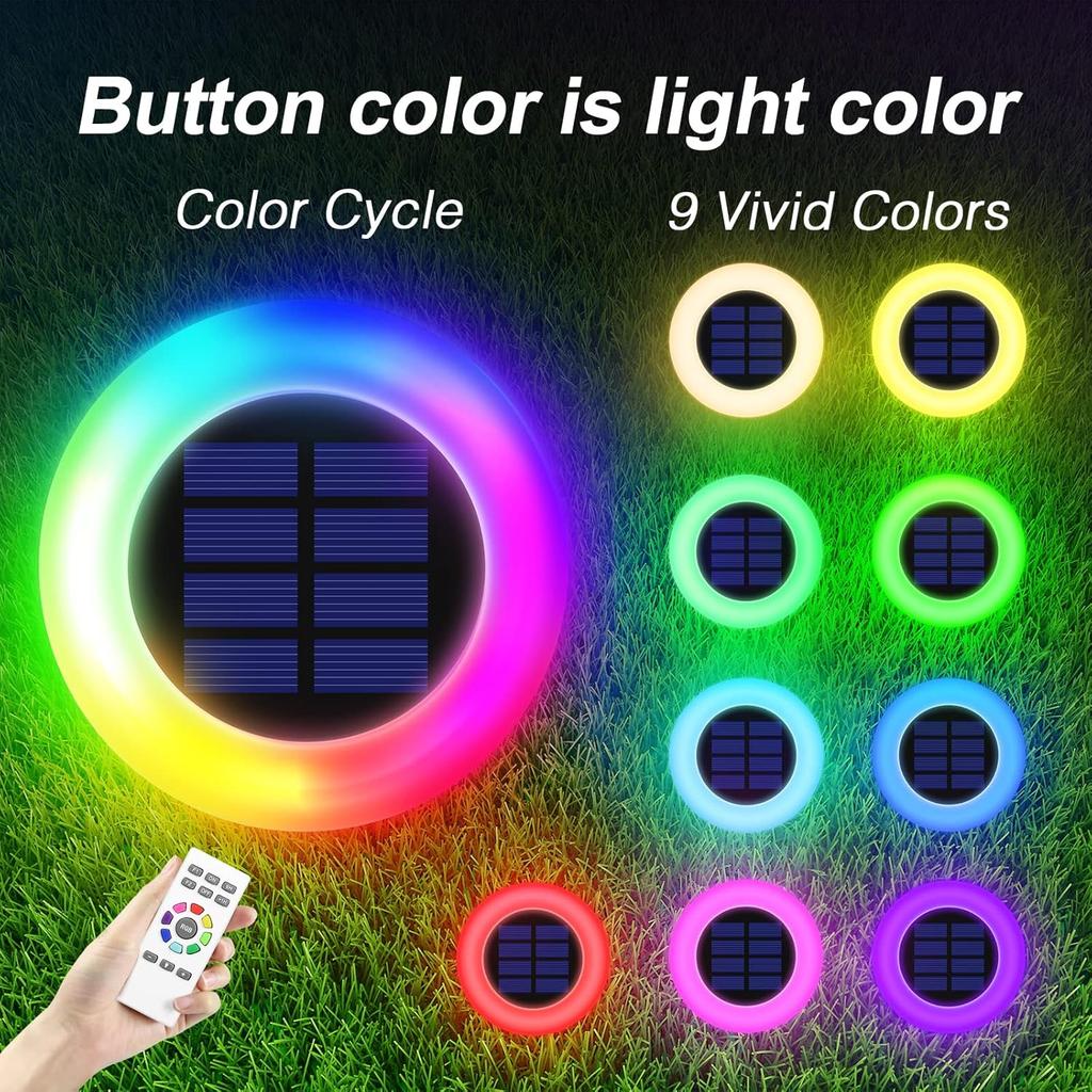 Colorful Solar Colorful Solar Lights Outdoor, Color Changing Solar Lights with Remote, Colorize Pathway Lights Solar Garden Lights for Landscape