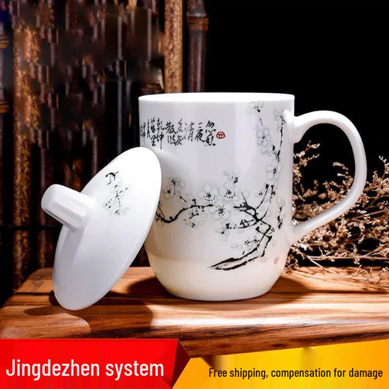 UOSO Jingdezhen Ceramic Tea & Water Cup with Lid