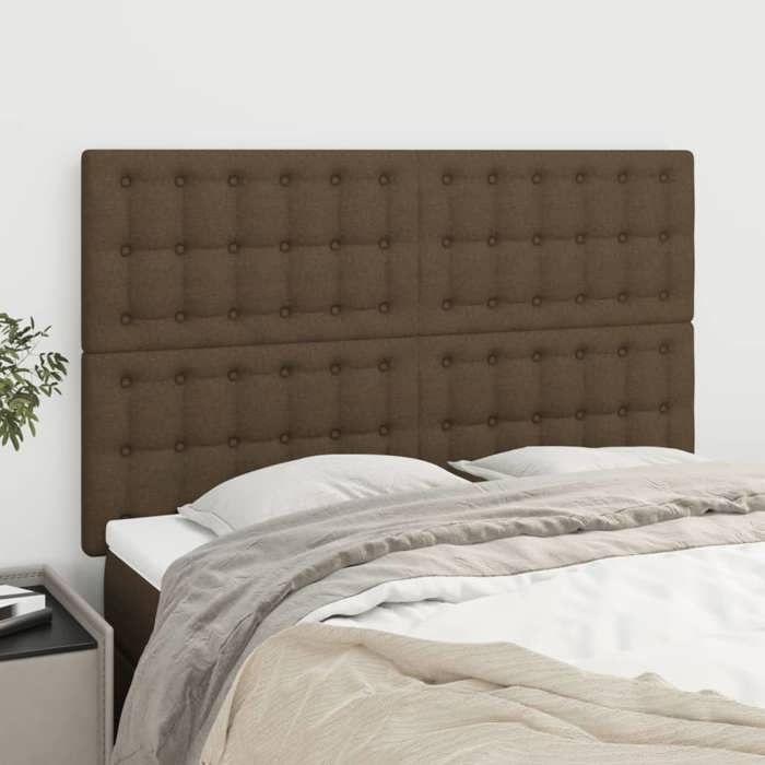 Maison Exclusive - Tête de lit Marron foncé 144 x 5 x 118/128 cm Tissu