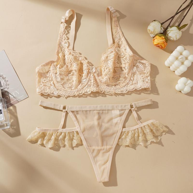 Women Fashion Ultra Thin Bra Transparent Sexy Single Layer Lace Women Lingerie Plus Size No Padded Bra