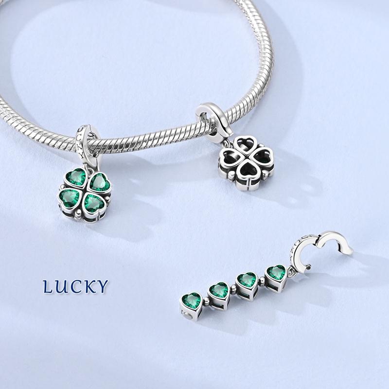 Original 925 Sterling Silver Charms Universal Clasp Magnetic Four-Clover Pendant Fit Original Bracelet Necklace Women DIY Gift