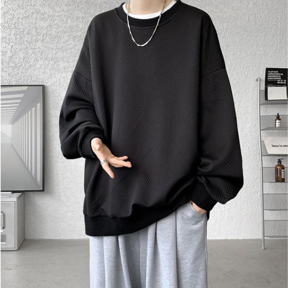 Platilive Autumn Long Solid Crew Loose Plus Size L Men's Sweatshirt, Clothes, Sleeve, Color, Stylish, Popular, Neck, Fit, Casual, Sizes, Loungewear,