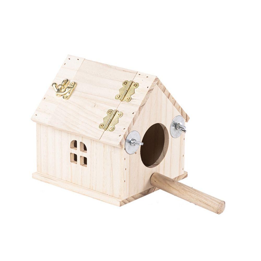 Rainproof Wood Bird House Large Space Bird Nesting Box Practical Birds Breeding Box  For Bird Cage