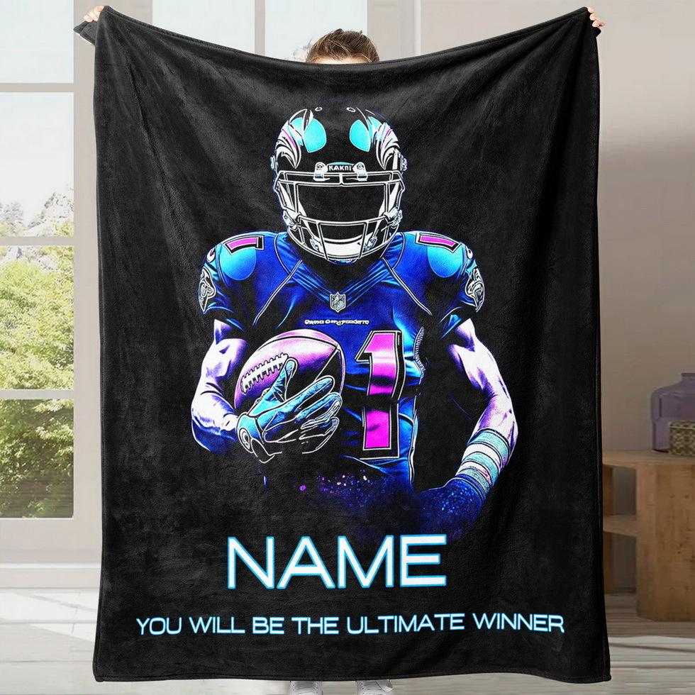 

Rugby Match Custom Name Flannel Blanket 3D Printed Soft Blanket For Boys Camping Nap Leisure Blankets Birthday Gifts Home Decor 75x100cm