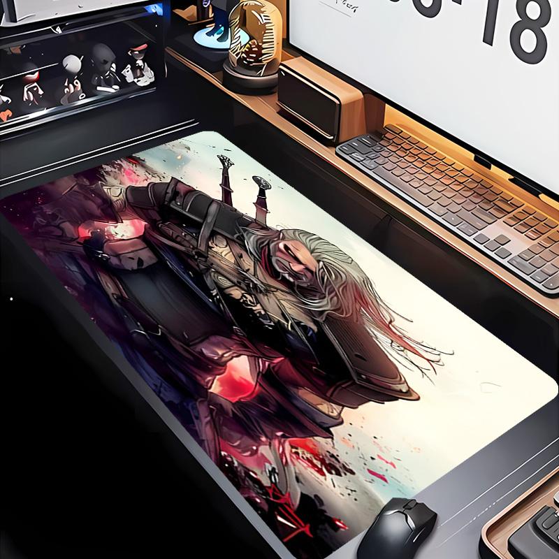 Das W-Witcher 3 Wild Hunt SPIEL Thema Premium Rutschfestes Mauspade mit Genähten Kanten, Strapazierfähiges Gummi-Material, für Schreibtisch & Gaming Tolle Geschenke