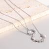 European American 18K Gold Double Layer Necklace with Sun Moon Pendant - Stainless Steel, Hot Selling