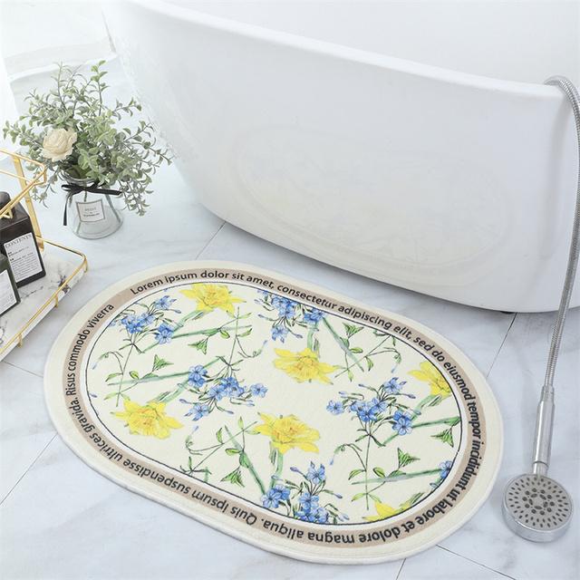 

Коврик для ванной в пасторальном стиле, быстросохнущий, впитывающий, коврик для душа, нескользящий, плюшевый, коврик для входной двери в гостиную, домашний декор L60xW40cm S