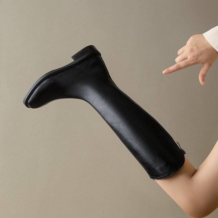 Coarse-heeled elastic knight boots New Chinese high boots Women's outer wear popular 2025 autumn and winter new but knee boots