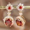 Elegant Female Big Oval Red Small White Zircon Stone Hoop Earrings Trendy Fashion Gold Color Wedding Jewelry For Women