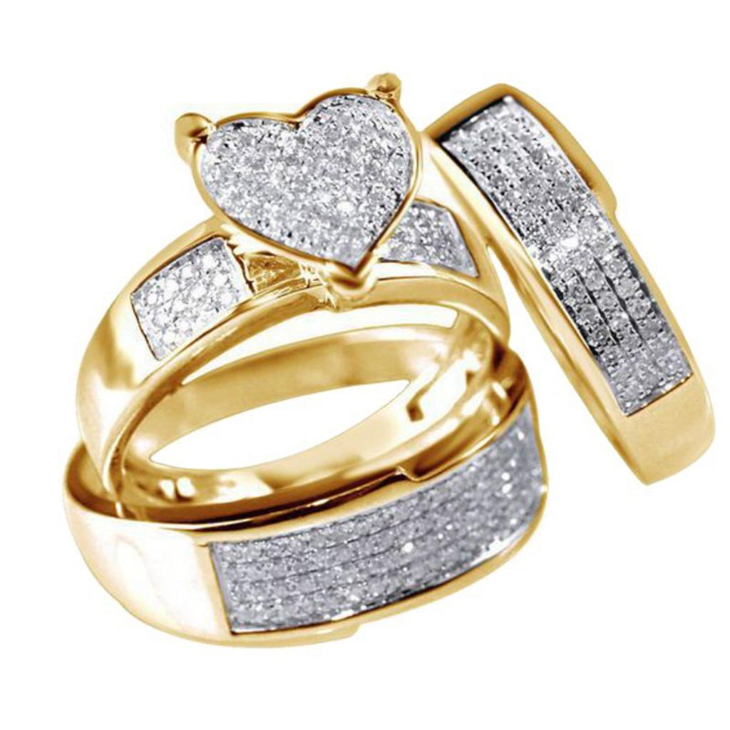 3Pcs/Set  Wedding Band In Titanium Plated Ring Wedding Ring Engagement Ring