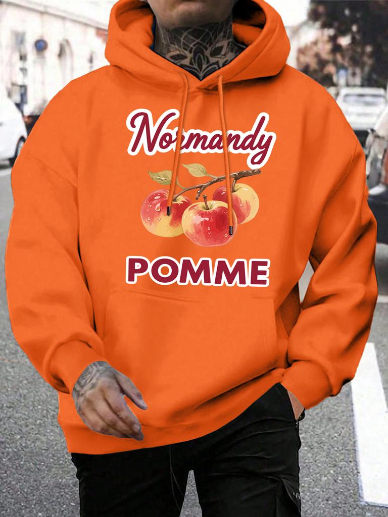 Normandy Pomme Apple Fresh Fruit Printing Mens Hoodies Hip Hop All-Match Hoodie Autumn Fleece Hoody Pocket Man Sportswear