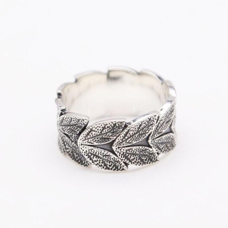 Adjustable Open Ring Men Women Sterling Leaf Vintage Boho Finger Stylish Geometric Design
