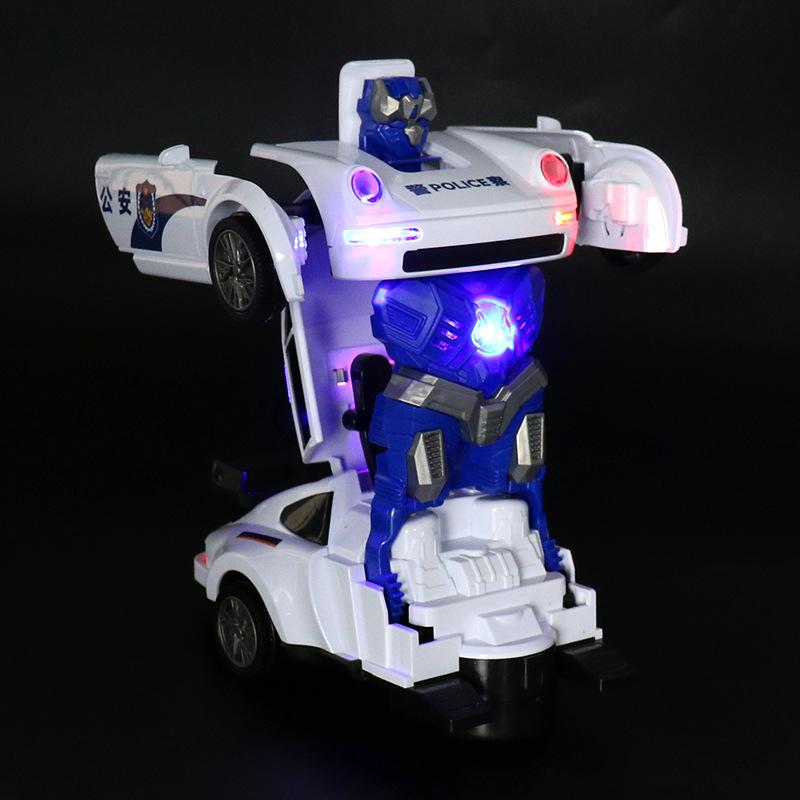 Elektrisches Universal-Deformations-Polizeiauto Bunte Lichtmusik Automatische Deformationsmaschine Polizeiauto für die öffentliche Sicherheit