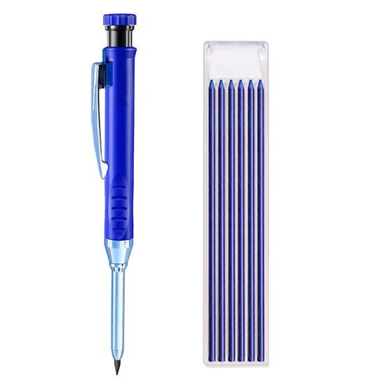 Mechanical Carpenter Pencils with 6 Refill Construction Pencil with Built-in Sharpener Deep Hole Long Nib Marker Pen for Woodworking Architect Marking
