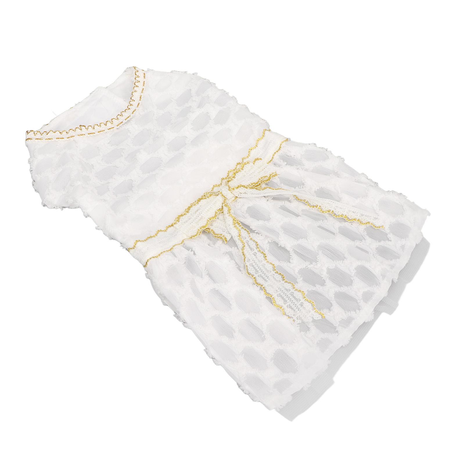 

Платье для собаки-принцессы Милое Мягкое Эластичное Легкое Дышащее Платье с бантом для щенка для питомца Белое S