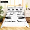 Custom Name Eyelash Bedding Set For Girls Women Kids Comforter Cover Luxury Glitter Sparkle Eyelashes Makeup Girly Duvet Cover