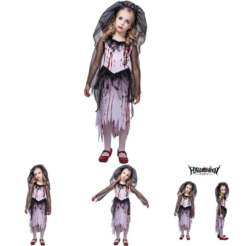 Kid Ghost Bloody Bride Cosplay Costume For Halloween Party Prop